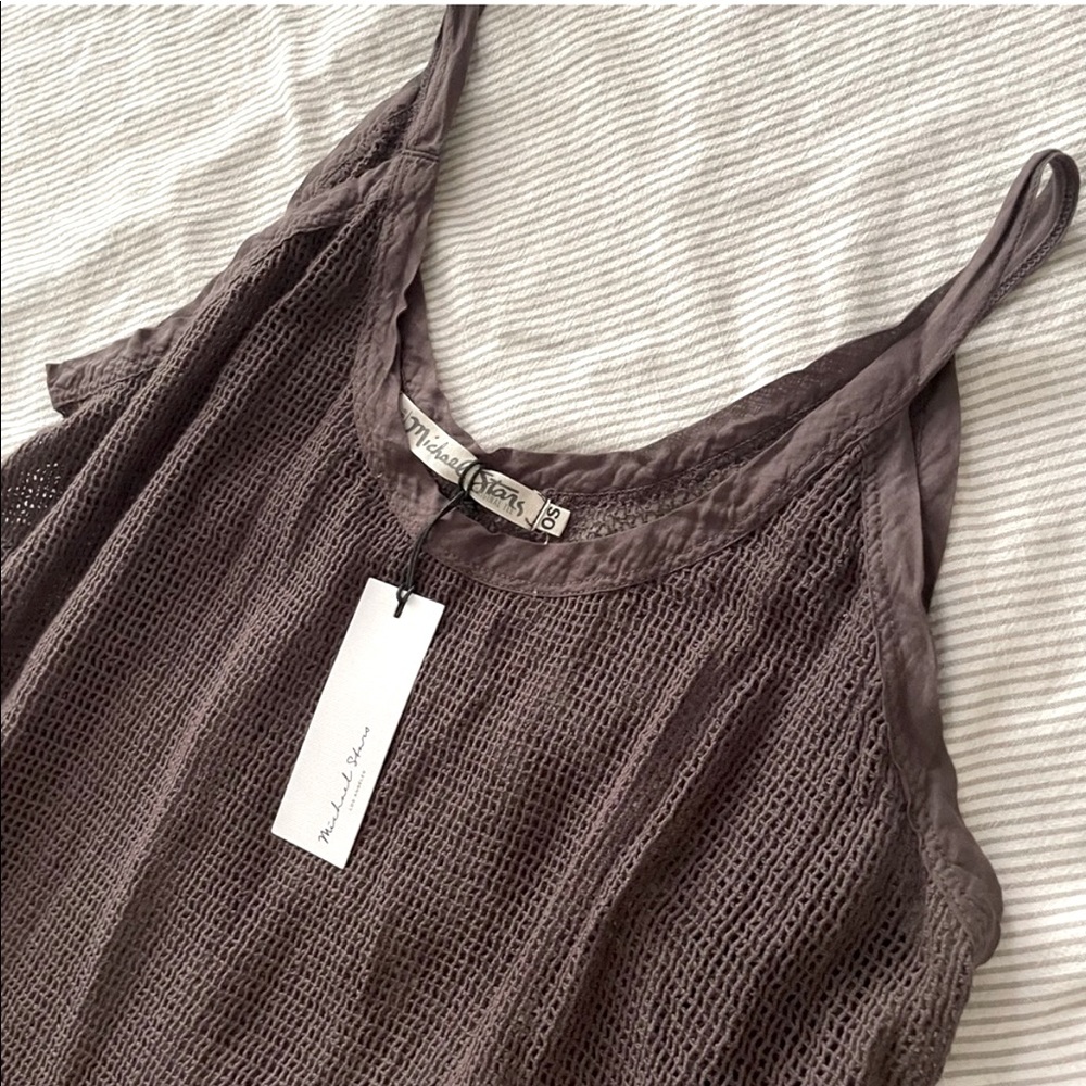 MICHAEL STARS Cotton Mesh Coverup Slip Dress V40